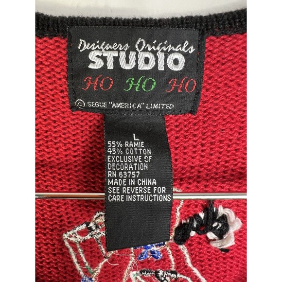 VTG Christmas Sweater Vest Women’s Ugly Christmas Sweater Size L Teddy Bear Red - Picture 4 of 6